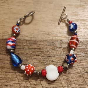 Red White And Blue Glass Bracelet